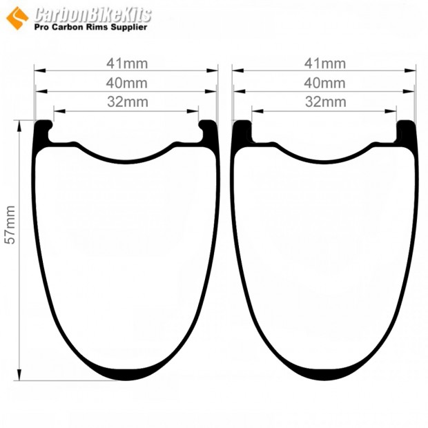 [Ultralight] 405g 700C 57x40mm Carbon Tubeless Gravel / CX / MTB / Beach Racer Wheels Rim